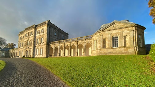 Spring sun on the exterior of the Georgian mansion at Florence Court, County Fermanagh